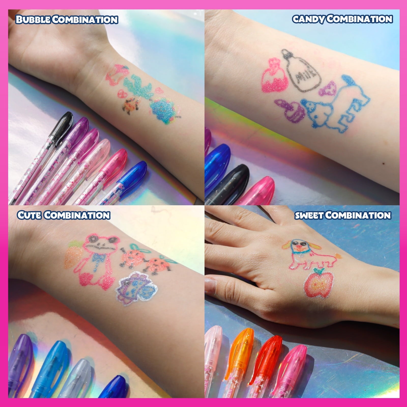 Barbie Glitter Gel Pens Body Markers Colorful & Bright Glitter Pens Gifts for Girls, 16 pcs