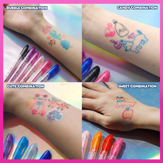 Barbie Glitter Gel Pens Body Markers Colorful & Bright Glitter Pens Gifts for Girls, 16 pcs